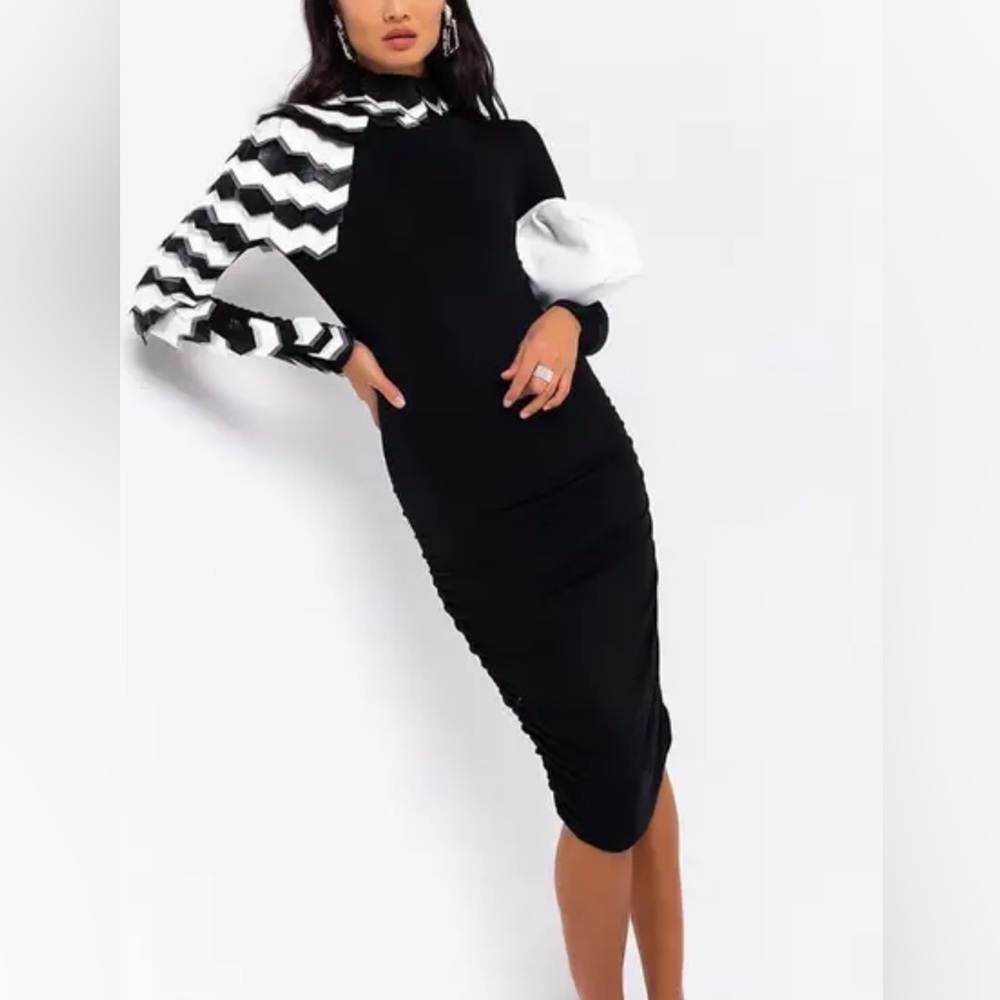 Black bodycon midi dress